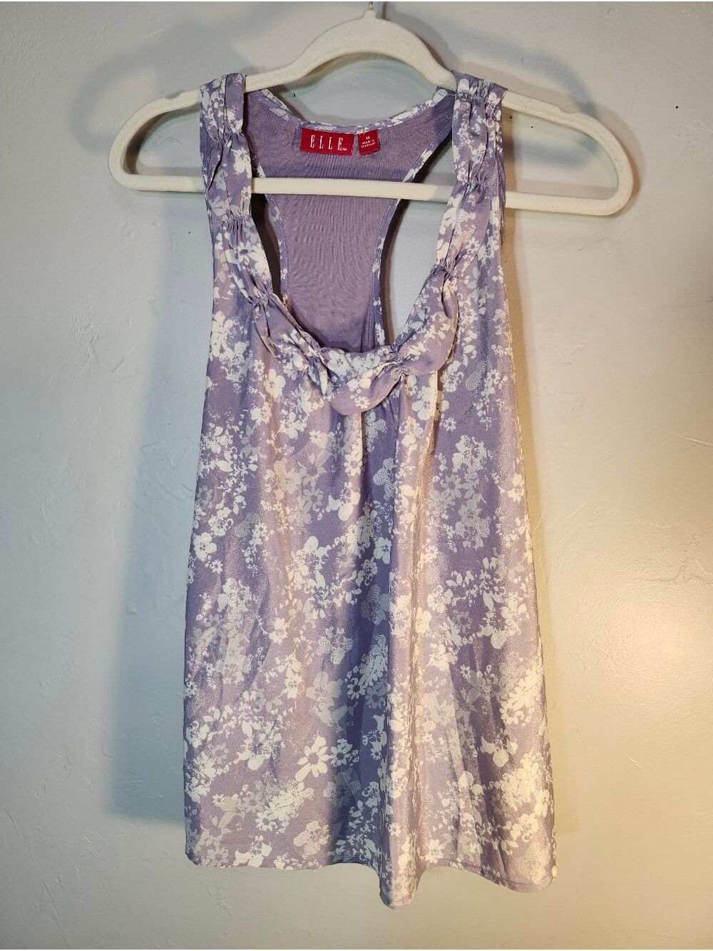 Elle Lavender Floral Racerback Tank with Braided Detail